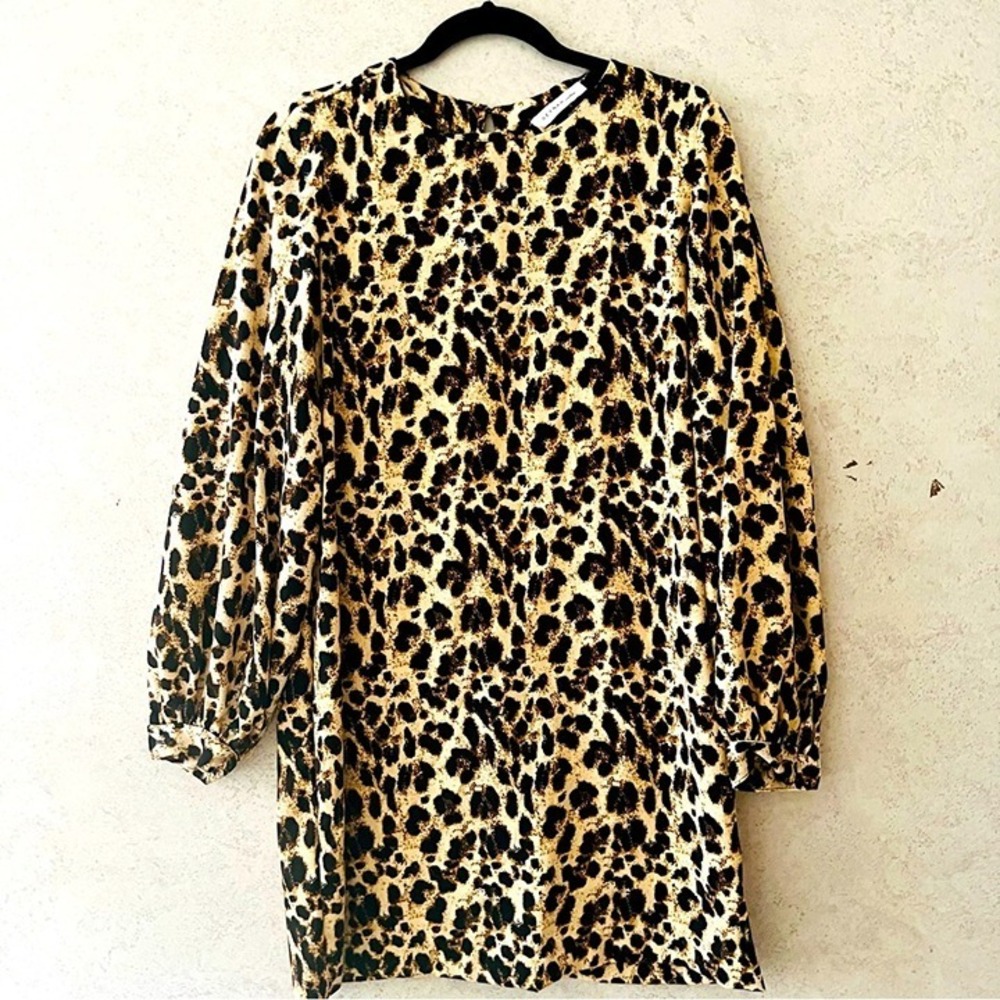 REYNAH COUTURE WOMENS LEOPARD‎ PRINT DATE NIGHT ANIMAL KNEE LONG SLEEVE DRESS
